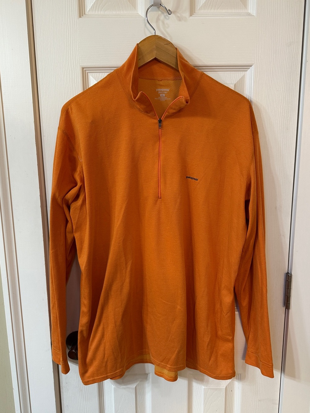 PATAGONIA Mens Capilene Base Layer Orange Quarter Zip XL Camping Hiking Gorpcore